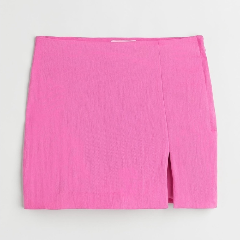 Short linen blend skirt